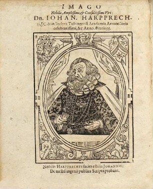 Joannis Harpprechti, IC. Et Antecessoris In Florentissima Tubingensi Academia Ordinarii: Ad Quatuor Augustissimi Principis Iustiniani Institutionum libros, Disputationum, Quae Instar Commentariorum esse poterunt; In eadem Academia, studiosae iuventutis exercendae causa, olim propositarum: Nunc vero Secunda vice quam accuratissime recognitarum, variisq[ue] & infinitis fere modis adauctarum: Partes duae : Cum Indice Gemino: Uno Disputationum; altero Auctorum plusquam octingentorum, passim allegatorum