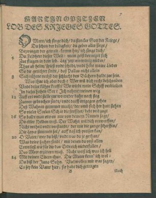 Martin Opitzen Lob Des Krieges Gottes.