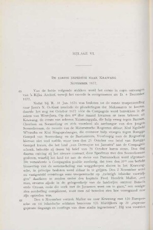 Bijlage VI. De eerste expeditie naar Krawang. November 1677