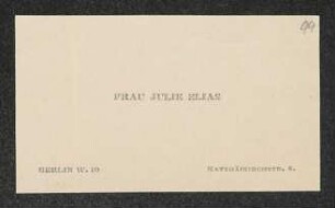 Brief von Julie Elias an Gerhart Hauptmann