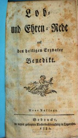 Lob- und Ehren-Rede auf den heiligen Erzvater Benedikt