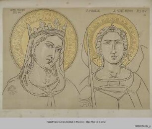 Kopf einer Maria (angeblich nach Lippo Memmi) und Oberkörper des Heiligen Michael (angeblich nach Simone Memmi)
