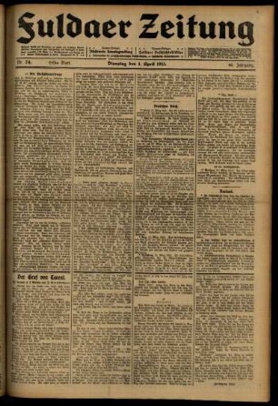 Erste Ausgabe vom Dienstag, den 01. April 1913.