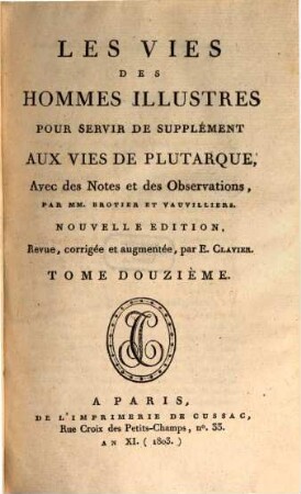 Les vies des hommes illustres de Plutarque, 12