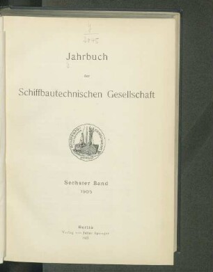 6.1905: Jahrbuch der Schiffbautechnischen Gesellschaft