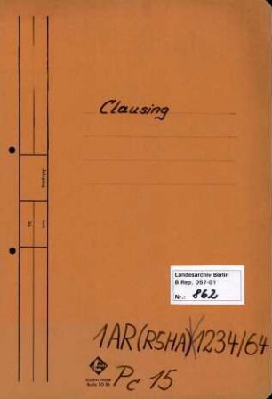 Personenheft Clausing, Kriminalinspektor