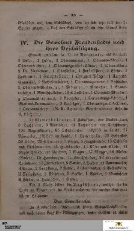 IV. Die Bewohner Freudenstadts nach ihrer Beschäftigung