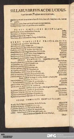 Syllabus Brevis Ac Dilucidus.