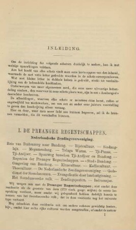 I. De Preanger-regentschappen