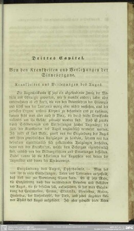 Drittes Capitel. Von den Krankheiten und Verletzungen der Sinnesorgane
