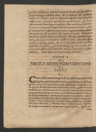 Caput I. De Magica Morborum Curatione Per Verba.