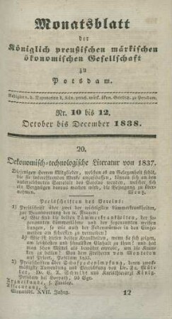Nr. 10 bis 12. October bis December 1838.
