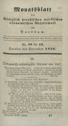 Nr. 10 bis 12. October bis December 1838.