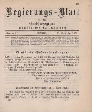 132. Ministerial-Bekanntmachung, die Abänderung der Postordnung vom 8. März 1879 betreffend