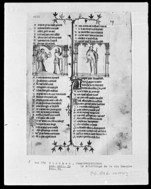Le pélerinage de la vie humaine — Zwei Miniaturen, Folio 39recto