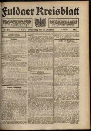 Zweite Ausgabe vom Donnerstag, den 14. Dezember 1911.