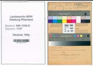 Entnazifizierung Willy Deubner , geb. 24.09.1899 (Lehrer)