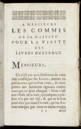 A Messieurs Les Commis De Sa Majeste Pour La Visite Des Libres Defendus