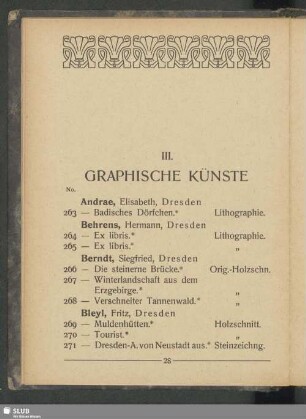 III. Graphische Künste