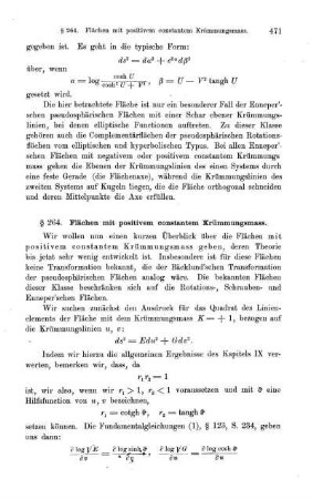 § 264. Flächen mit positivem constanten Krümmungsmass.