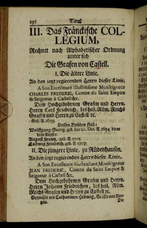III. Das Fränckische Collegium.