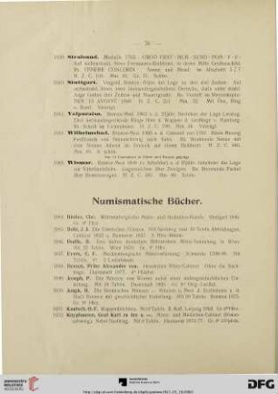 Numismatische Bücher (Nr. 1044-1068)