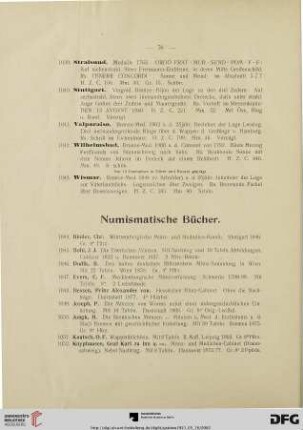 Numismatische Bücher (Nr. 1044-1068)