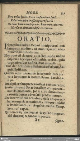 O [Oratio - Otium, Ignavia]
