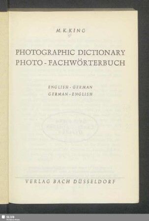Photographic dictionary : English-German, German-English