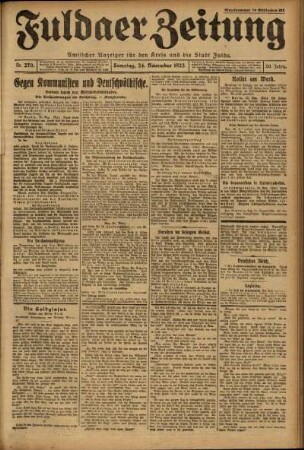 Ausgabe vom Samstag, den 24. November 1923.