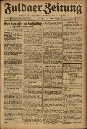 Ausgabe vom Samstag, den 24. November 1923.