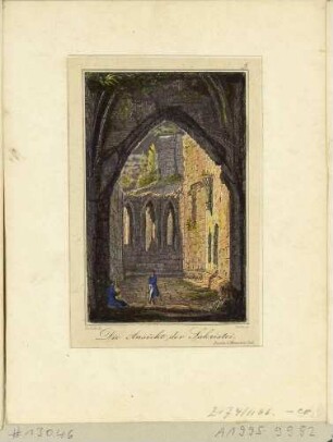 Die Sakristei in der Klosterruine auf dem Berg Oybin im Zittauer Gebirge, aus Carl Peschecks "Oybin bei Zittau in 12 Ansichten ..." (erweiterte Auflage?)