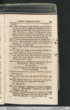 Scripta Polemica In Specie Lutheranorum Cum Pontificiis.