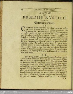 Sectio III, De Praediis Rusticis Vulgo Sattelfreye-Güther