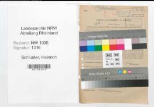 Entnazifizierung Heinrich Schlueter , geb. 15.06.1903 (Bahnbeamter)