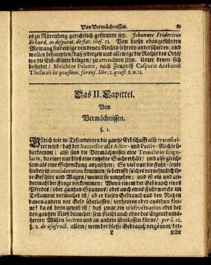 Das II. Capittel. Von Vermächtnissen.