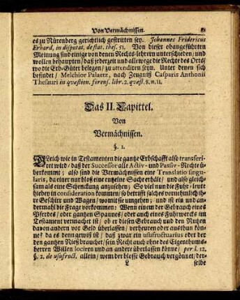 Das II. Capittel. Von Vermächtnissen.