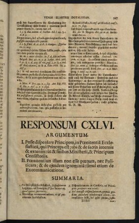 987-1010, Responsum CXLVI. Dispensatio in poenitentia ecclesiastica - Responsum CXLVIII. Cessio nominis et meliorationum, in feudo