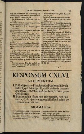 987-1010, Responsum CXLVI. Dispensatio in poenitentia ecclesiastica - Responsum CXLVIII. Cessio nominis et meliorationum, in feudo