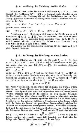 §. 4. Auflösung der Gleichung zweiten Grades.