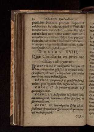 Dubium XVIII. Quae Corollaria ex proxime dictis colligantur.