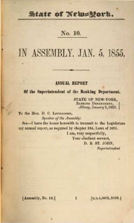 Annual report : for the year ended Dec. 31, .... 1855, 5. Jan.