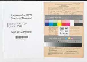 Entnazifizierung Margarete Mueller , geb. 12.09.1889 ()