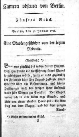 Fünftes Stück, 30. Januar 1796