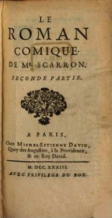 Le Roman Comique De Mr. Scarron, 2