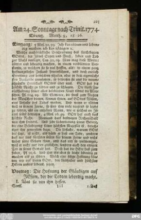 Am 24. Sonntage nach Trinit. 1774. Evang. Matth. 9, 18 - 26.