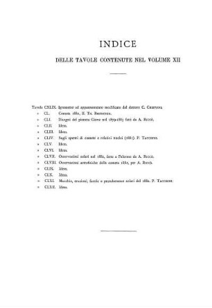 INDICE DELLE TAVOLE CONTENUTE NEL VOLUME XII