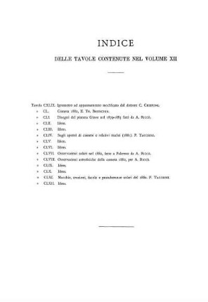 INDICE DELLE TAVOLE CONTENUTE NEL VOLUME XII