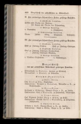 Verzeichnis der zur althessischen Ritterschaft gehörigen Familien.
