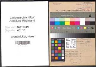 Entnazifizierung Hans Brunswicker , geb. 28.03.1901 (Prokurist)